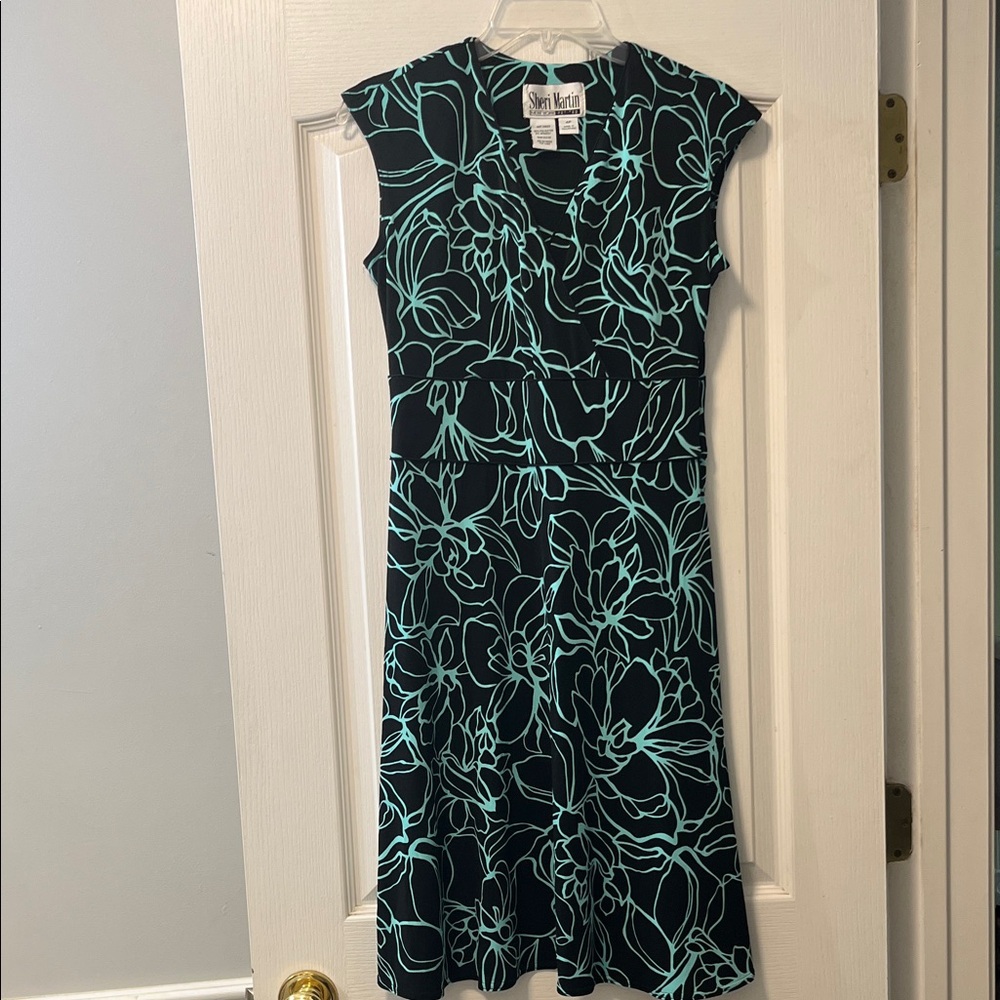 Sheri Martin Black and Teal Knit Dress